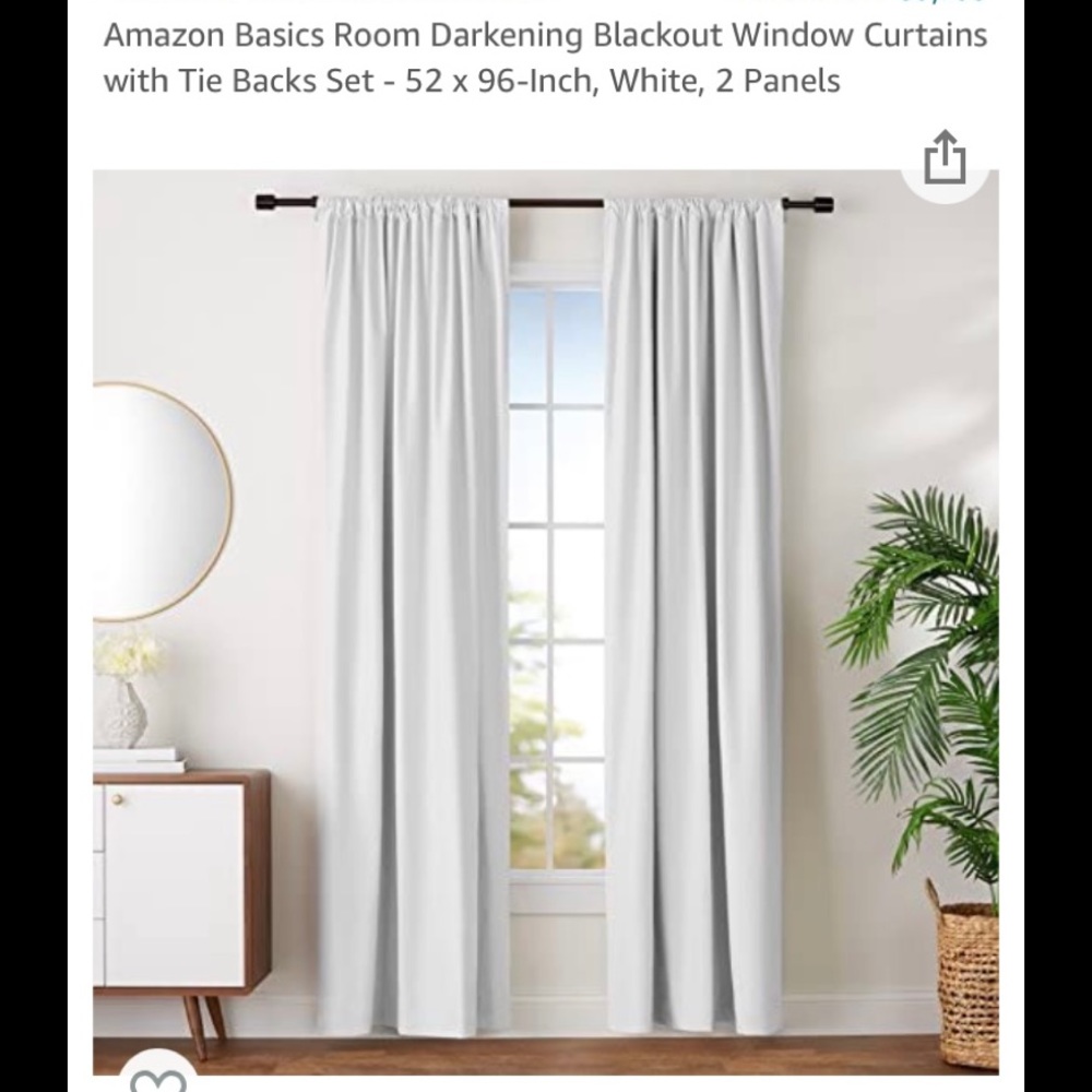 White blackout curtains 1 set/2 panels